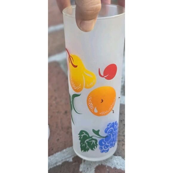 Vintage Federal Frosted Tom Collins Zombie Fruit Glass MCM 6 3/4 " - Picture 3 of 7